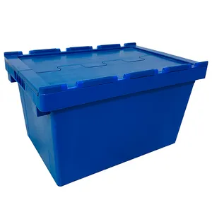 Caixa de plástico para movimentação, caixa de plástico sólida estilizável com tampa 600*400*335mm