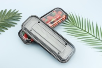Boîte en plastique rectangulaire noire transparente commerciale jetable haut de gamme emballage de fraise épaissie de célébrité Internet