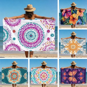 <b>Purple</b> Blue Mandala Flower Microfiber Beach <b>Towel</b> Beach Blanket <b>Towel</b> Compact Oversized Sand Free Super Absorbent Soft - Product Image 5