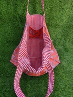 Sac fourre-tout en coton matelassé à fleurs Boho fait à la main, design réversible durable et écologique, cadeaux avec logo réutilisables à poignée quotidienne