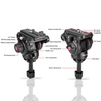 Système de trépied de caméscope professionnel à tête fluide pour enregistrement de caméra vidéo avec épandeur de sol et doubles poignées