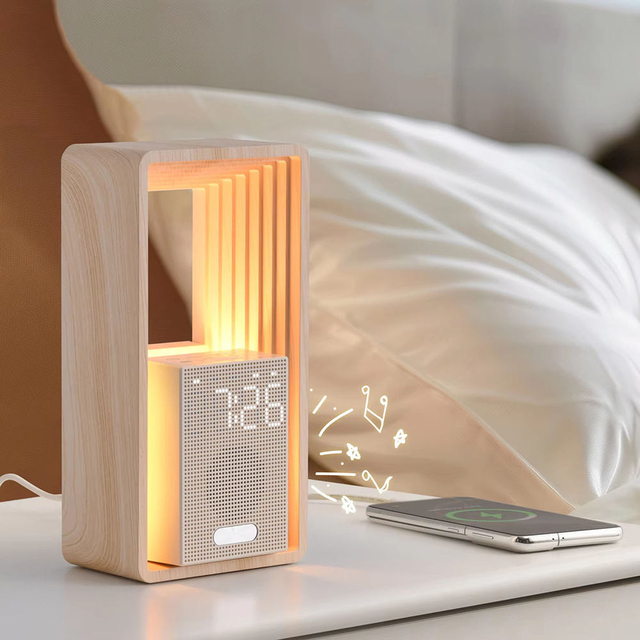 Smart LED Touch Control Eco-friendly Dimmable Modern ABS USB Powered Minimalist Dual Alarm Clock Bathroom White Noise Sleep