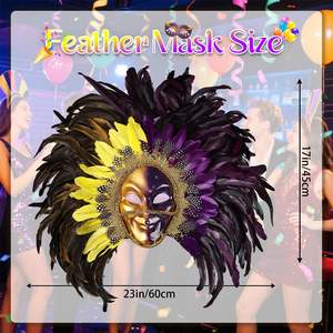 Роскошная маска из ПВХ с цветочным узором 45x60 см для вечеринок на Хэллоуин, венецианского карнавала, аксессуар для парных костюмов - Product Image 1