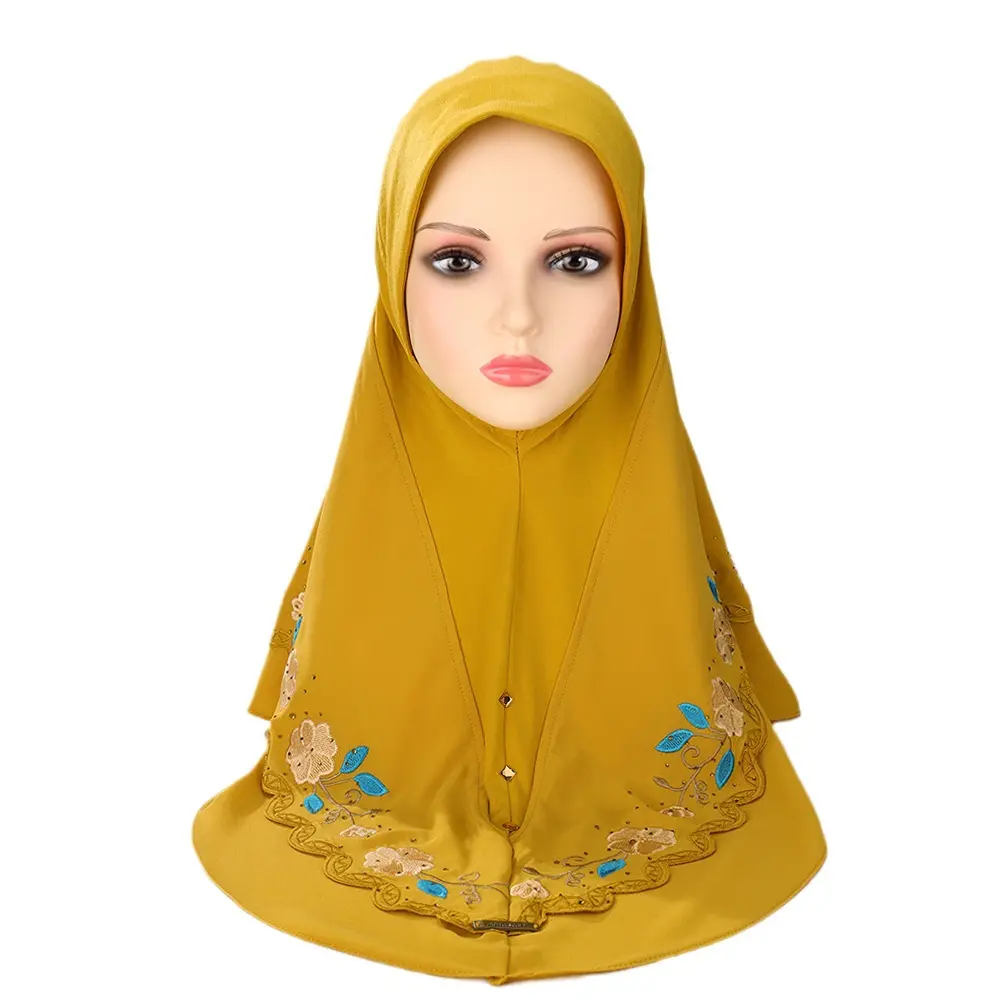 Großhandel Innen kappe Hijab Unter Schal Doppels chicht Chiffon Stickerei Hijab Schal Ninja Muslim Malaysia Inner Hijab Cap