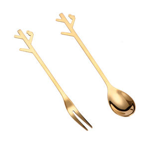 Cuchara creativa de acero inoxidable para helado, cuchara agitadora de café para pastel de entrepierna para el hogar, tenedor para ensalada de frutas - Product Image 1