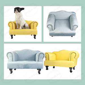 Sofá de lujo suave para mascotas, cama cómoda de cuero con marco de madera - Product Image 4