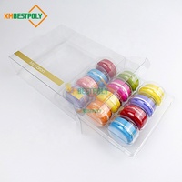 Boîte d'emballage en plastique pliable pour macarons, 12 pièces, boîte à biscuits transparente en PET, boîte cadeau avec insert