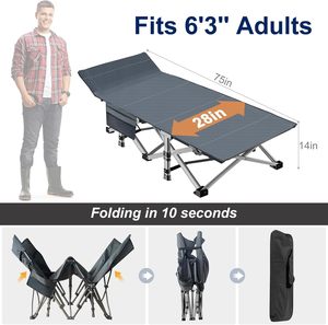 Lit <span class=keywords><strong>de</strong></span> camping pour adulte 28 pouces <span class=keywords><strong>extra</strong></span> <span class=keywords><strong>large</strong></span>, robuste, en Oxford 1200D, pliable, en métal, portable, avec <span class=keywords><strong>sac</strong></span> <span class=keywords><strong>de</strong></span> transport pour la chambre à coucher et l'extérieur - Product Image 3