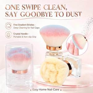 Pinceau à poussière pour ongles en fausse fourrure douce, pinceau à blush pour le nettoyage de la manucure, grand pinceau à poudre pour le visage, pour les fournitures d'art des ongles - Product Image 2