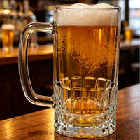 Mug à bière en verre à double paroi résistant à la chaleur au design contemporain avec poignée et couvercles pour cadeaux d'affaires