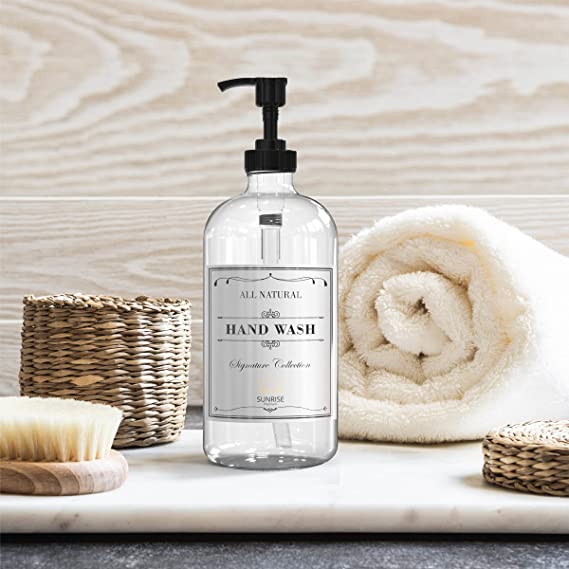 16oz Clear Glass Soap Dispenser with Plastic Pump Refillable Soap Pump Dispenser for Bathroom and Kitchen