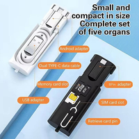 Juego de Cables de Carga USB Portátiles, Adaptador Convertidor, Soporte para Pin de Extracción de Tarjeta SIM, Accesorios para Teléfono Móvil con Caja de Regalo