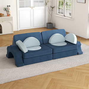 Ensemble de canapés modulaires pour enfants en tissu avec mousse haute élasticité et accoudoirs pour jouer et apprendre en intérieur - Product Image 1