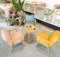 Ensemble table et chaises en bois massif pour bar à eau, boulangerie, librairie, négociation, canapé double pour café, usage commercial, entièrement en bois massif