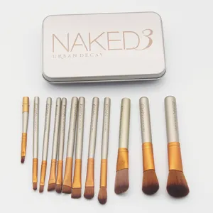 NAKED-Набор кистей для макияжа с металлической коробкой, лицом, тенями для век, подводкой для глаз, губами, инструментом, 12 шт.