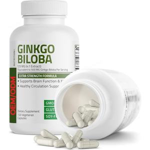 120 Capsules végétariennes Ginkgo Biloba extra fort 125mg 500mg pour la fonction cérébrale et la mémoire capsules de ginkgo biloba - Product Image 5