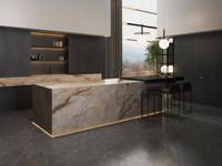 Dalles en pierre frittée 2700x1200x12mm pour comptoirs de cuisine modernes, revêtements de sol, armoires, panneaux muraux pour environnements humides et secs, et crédences de douche
