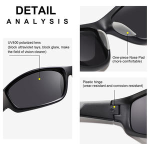 Lunettes de soleil polarisées P525, monture noire, verres TAC, protection UV400, sports de plein air, cyclisme, pêche, conduite, protection solaire - Product Image 3