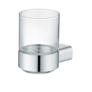 Moderno Portavasos de Baño de Aleación de Zinc Cromado para Montar en la Pared con Vaso de Vidrio - Product Image 2