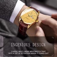 BINBOND B2238 2238 femmes hommes étanche calendrier Quartz haut de luxe Couple montre montres-bracelets bracelet en cuir dames homme montre