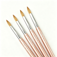 Pinceau de luxe pour nail art en poils de Kolinsky avec manche métallique, design pétales/frisé, pour ongles en acrylique professionnels et DIY