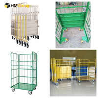 Revêtement en poudre rigide mobile de style coréen HM chariot à cage industriel japonais de bonne qualité avec étagères