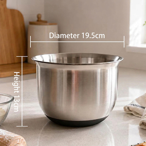 Tazón para Mezclar de Acero Inoxidable 304 de 2.5L DF926 con Base de Silicona para Batir Crema y Huevos - Product Image 2