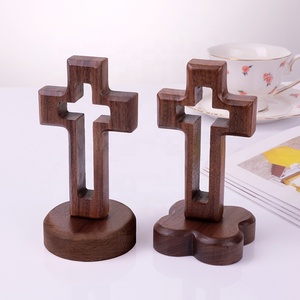 가정 장식기도를위한 자기 서있는 교회 종교 수제 작은 십자가 나무 십자가 - Product Image 6