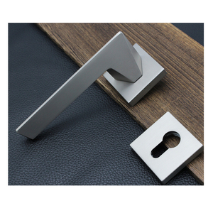 Maniglia per Porta Minimalista in Nichel Spazzolato, Maniglia a Leva per Porta in Legno con Sicurezza Interna in Lega di Zinco - Product Image 5