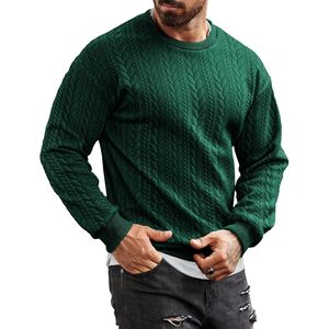 Custom Men's Oversized Crewneck <b>Sweatshirt</b> Casual Lightweight Pullover with 3D Embroidery Solid Pattern and <b>Long</b> Sleeves - Product Image 1