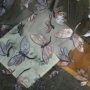 Bán Buôn Sang Trọng Lưới Hạt Ren Con Chuồn Chuồn Vải Tuyn Thêu Váy Cô Dâu Sequin Vải Cho Ăn Mặc - Product Image 6