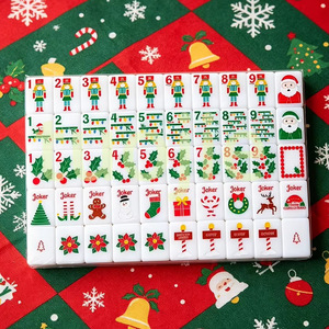 Mahjong américain sur le thème de Noël, tuiles de mahjong américaines en acrylique fabriquées à la main - Product Image 3