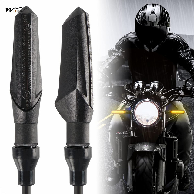 Motorcycle Turn Signals LED Lights 2 Pieces Universal Mini Running Light Indicators Flowing Turn Signal Lights Waterproof IP67