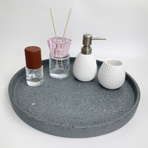 Tùy chỉnh thực hiện 14.5 inch Vòng khay lớn thân thiện với môi ĐÁ BÊ TÔNG terrazzo phục vụ lưu trữ Khay Trang trí nội thất - Product Image 4