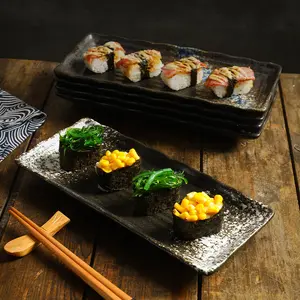 Custom Japanese Sushi Serving Platters Rectangular Sushi Plates 25cm*11cm Ceramic SUSHI Snack Plate