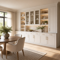Buffet de salle à manger personnalisé de style transitoire pour toute la maison |   Peint en blanc |   Champagne Pull |   OEM