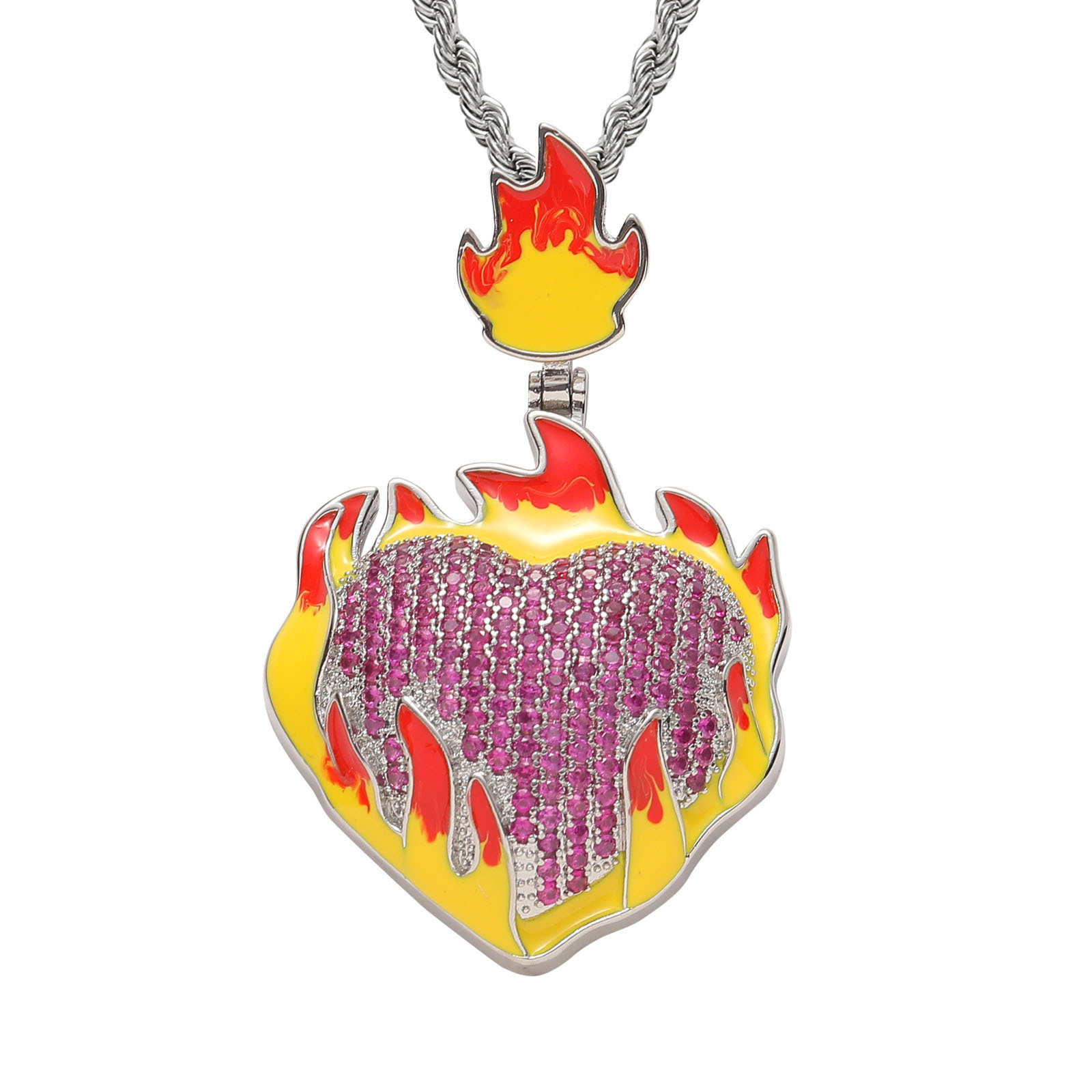 silver  Burning heart pendant-3mm60cm