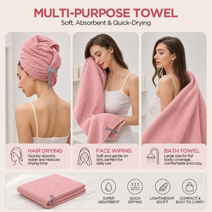 Nouvelle <span class=keywords><strong>serviette</strong></span> turban en microfibre super absorbante, séchage rapide, douce et grande, avec logo personnalisé, pour <span class=keywords><strong>femme</strong></span>, avec bande élastique, idéale pour le spa. - Product Image 6
