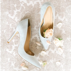 Taglie forti <span class=keywords><strong>eleganti</strong></span> classici in finta pelle scamosciata blu <span class=keywords><strong>tacchi</strong></span> alti da sposa tacco a punta da donna pump scarpe da festa - Product Image 1