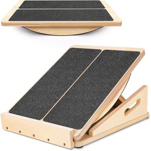 Tabla de Equilibrio de Madera 30x40cm con Superficie Antideslizante para Gimnasio en Casa, Entrenamiento Físico y Rehabilitación - Product Image 1
