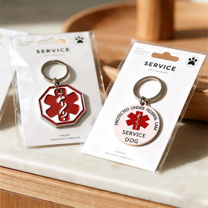 Custom Service Tier Haustier Tag Rot-Weiß Doppelseitige Metall führung Hunde platte Charm Halskette Medical Alert Symbol Clip Ring Halsband - Product Image 6