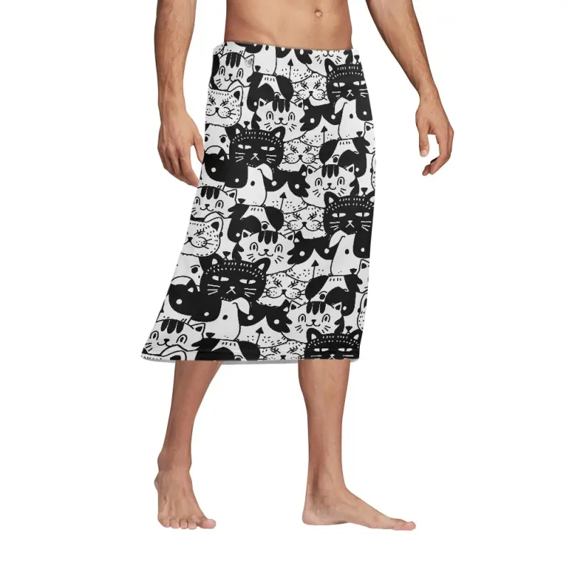 Lindo gato personalización diseñado vestido de hombre Dropshipping cómodo transpirable suave Hawaiano hombres faldas verano ropa Casual