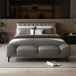Luxury High-End <strong>Leather</strong> Bed Stool &amp; Bench Modern Minimalist Bedroom Ottoman for Clothes <strong>Storage</strong> - Product Image 5
