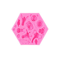 JY0489H Hot Animal Zoo Silicone Moule 2 Couleurs Sans Sucre Artisanat Fondant Outils Cuisson Décoratif Gâteau Moule Cuisine Accessoires