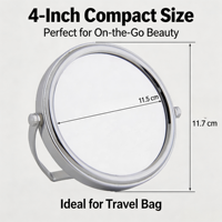 Miroir cosmétique portable double face compact pliable de 4 pouces avec cadre métallique personnalisé