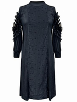Robe longue élégante unie à perles coupe droite - 100% Polyester avec panneau frontal texturé, tenue africaine pour l'église 130cm