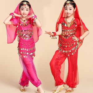 Jh184 baile indio Bollywood nuevo traje de actuación para niños 6PCS Jasmine Princess pantalones de pierna ancha traje de danza del vientre femenino - Product Image 2
