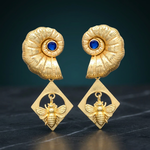 Pendientes Étnicos de Latón Chapado en Oro con Piedras Preciosas Hechos a Mano para Fiestas y Moda - Product Image 2