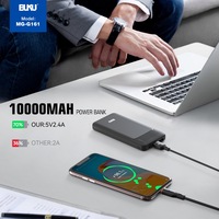 Batterie externe BUKU 2.4A 10000mAh avec double port USB, entrée Micro USB, entrée Type C, affichage LED, 12W