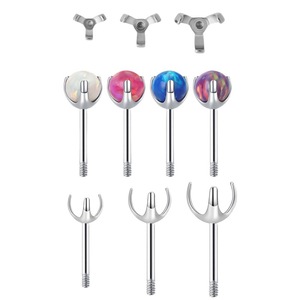 Stainless Steel <b>Opal</b> Ball <b>Stud</b> <b>Earrings</b> Prong Setting Body Jewelry Unisex Piercing Accessories 0.8*6*4 M1.0 Tooth - Product Image 1